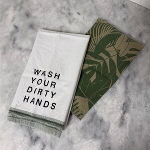 Target Green Leaf and White Text Dish Towels